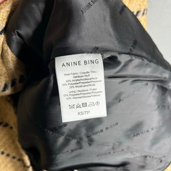 Anine Bing Kaia Blazer Camel Check Size XS - Picture 7 of 7
